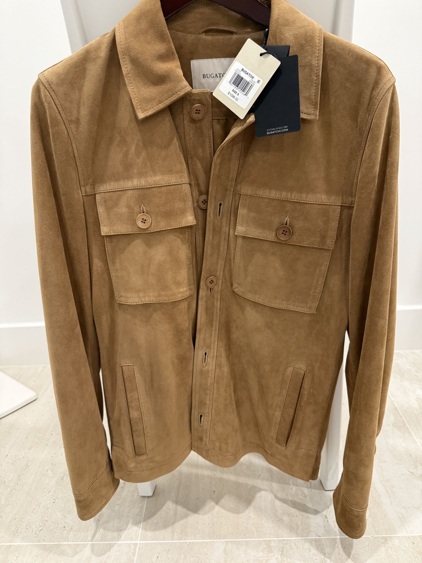 Bugatchi Suede Shirt Jacket Carmel NWT