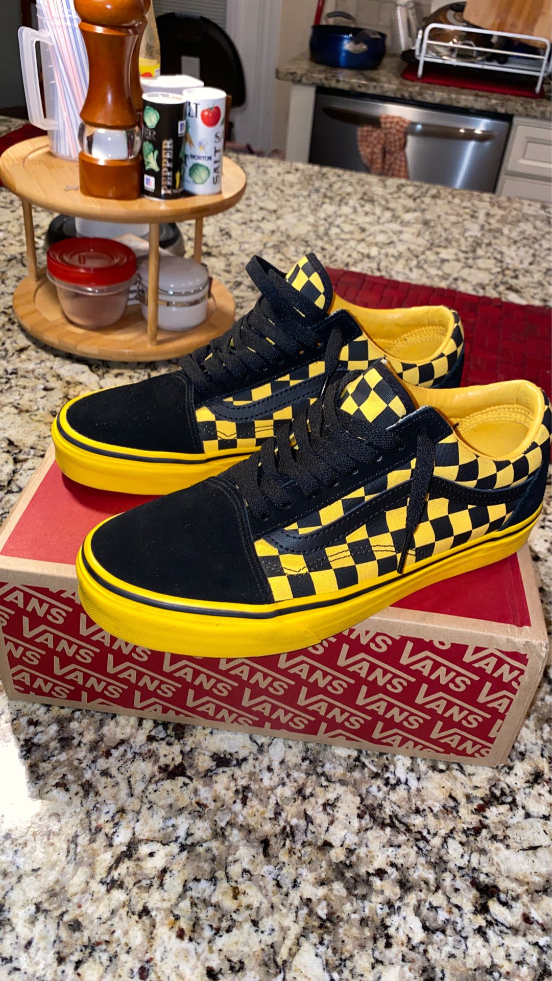 Custom Suede Vans - Black and Yellow