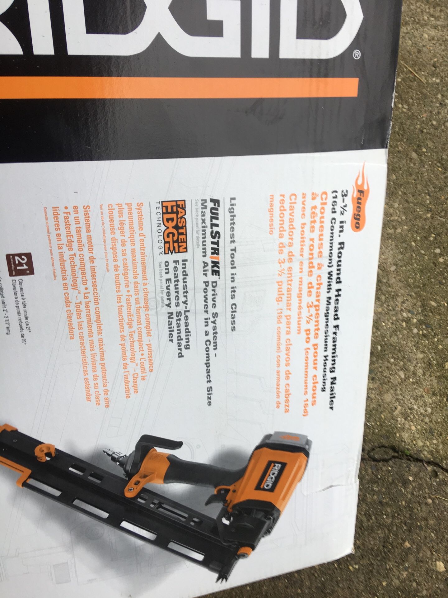Ridgid 3 1/2 framing nailer// new in box
