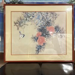 Flowers and bird painting(35.5”X29.5”)