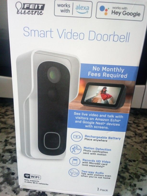 Feit Smart Home Black Plastic Wired Smart-Enabled Video Doorbell