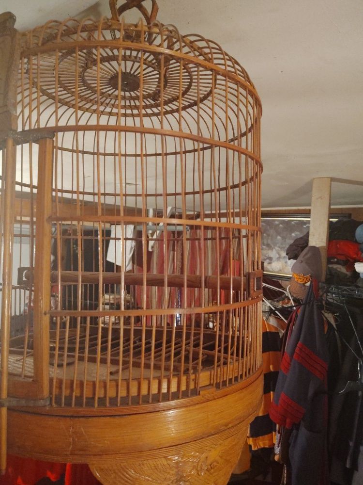 Vintage bamboo birdcage.