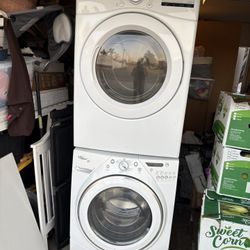 Whirlpool Duet and lg Stackable Washer and gas dryer Excellent working condition Heavy duty W27 D31.5 H76 Washer 4.0 cu ft Dryer 7.3 cu ft 3 month