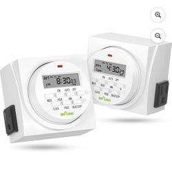 BN-LINK 7 Day Heavy Duty Digital Programmable Timer, FD60 U6, 115V, 60Hz, Dual Outlet, For Lamp Light Fan Security UL Listed(2 Pack)