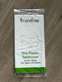 White Plastic Table Cover – 54” x 108”