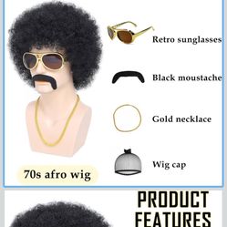 70s wig and accessories for costume