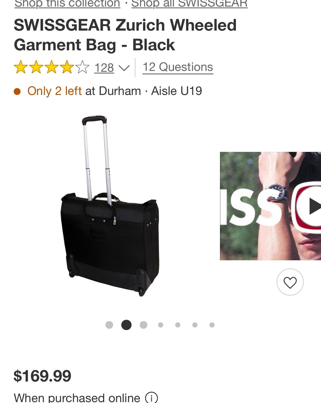 SWISSGEAR Zurich Wheeled Garment Bag - Black