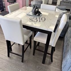 Beautiful 5-Pc White Counter Height Dining Set