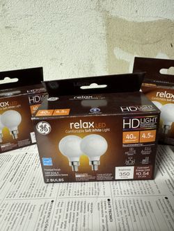 GE Relax LED GE 2PK 4.5W LED G16.5 Frosted Finish Bulb 3 (2pks) NIB