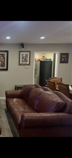 Leather couches.