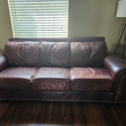 Red/Brown Leather Couch