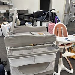 New Assembled. Baby Changing Table, Foldable Diaper Change Station with 2 Fabric Drawers, Side Baske