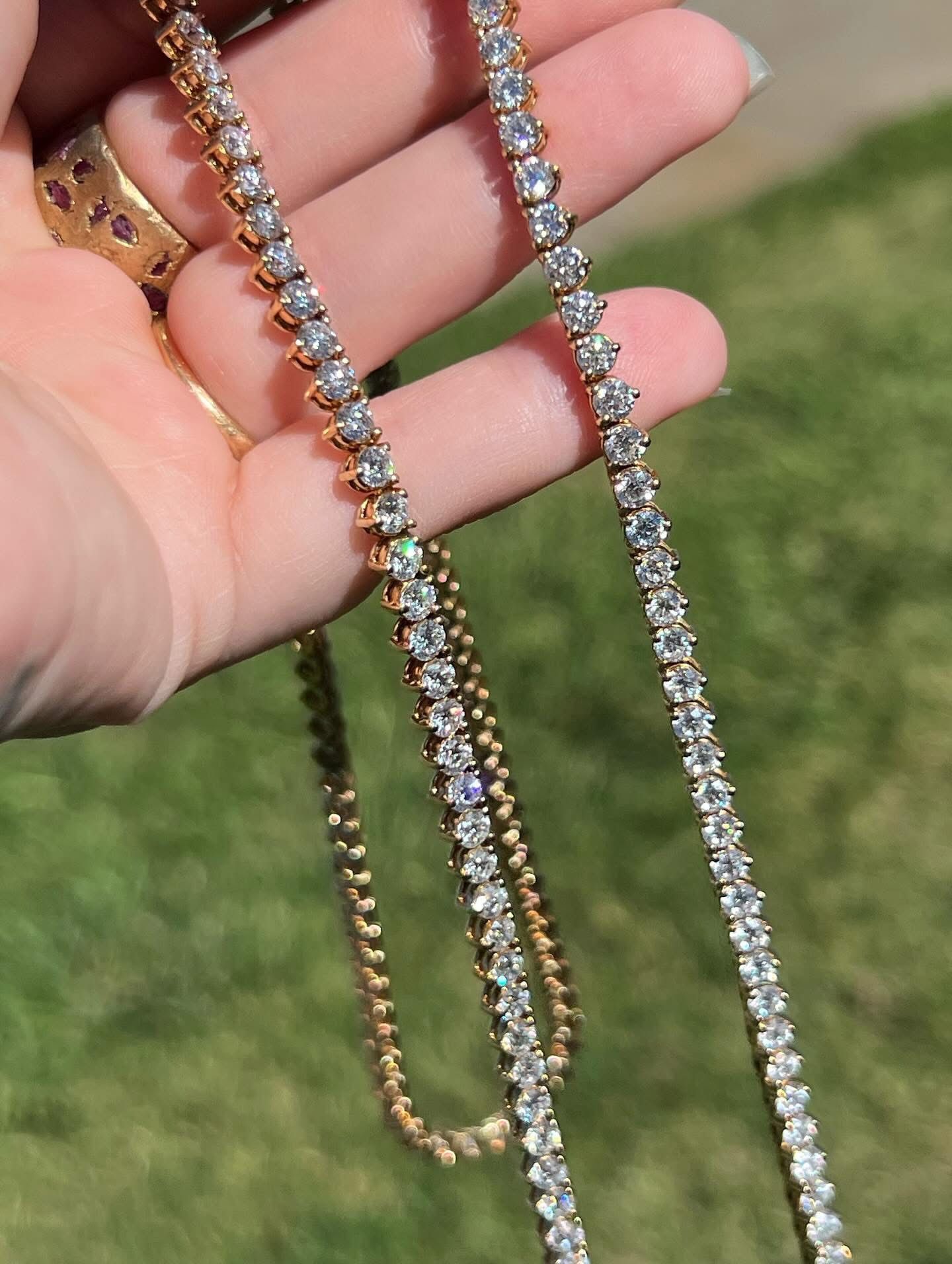 77 Gram Solid 18k Gold Tennis Necklace 40 Carats Of Diamonds