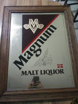1980s Vintage Magnum Malt Liquor Mirrored Sign