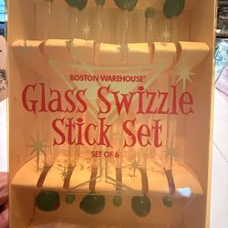Glass Swizzle Stick Set