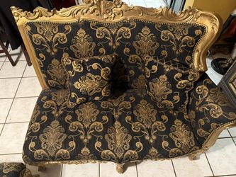Victorian Style Black & Gold Sofa Set