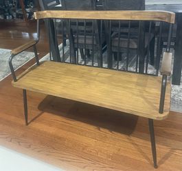 Modern Wood & Metal Bench – Entryway / Dining Seating