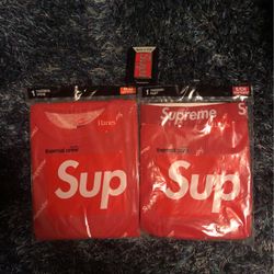Supreme Zippo And Hanes Thermal Crew And Thermal Pants