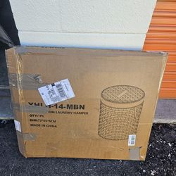 Laundry Basket with Lid Round Rattan Laundry Hamper with Lid and Handles 29.1 Gal (110 L) Handwoven Woven Basket with Removable Bags and 2 Mesh Bags f