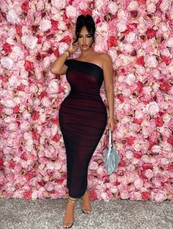 New SHEIN Dark Red Mesh Dress Plus Size 12