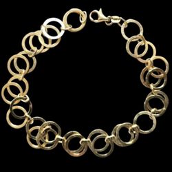 14k Gold Charm Bracelet Cha Cha Gold Link Hoop Bracelet
