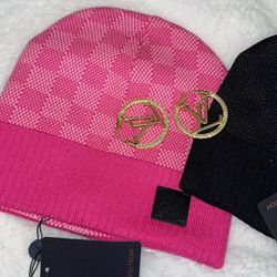 LV Hat And Earrings Set 