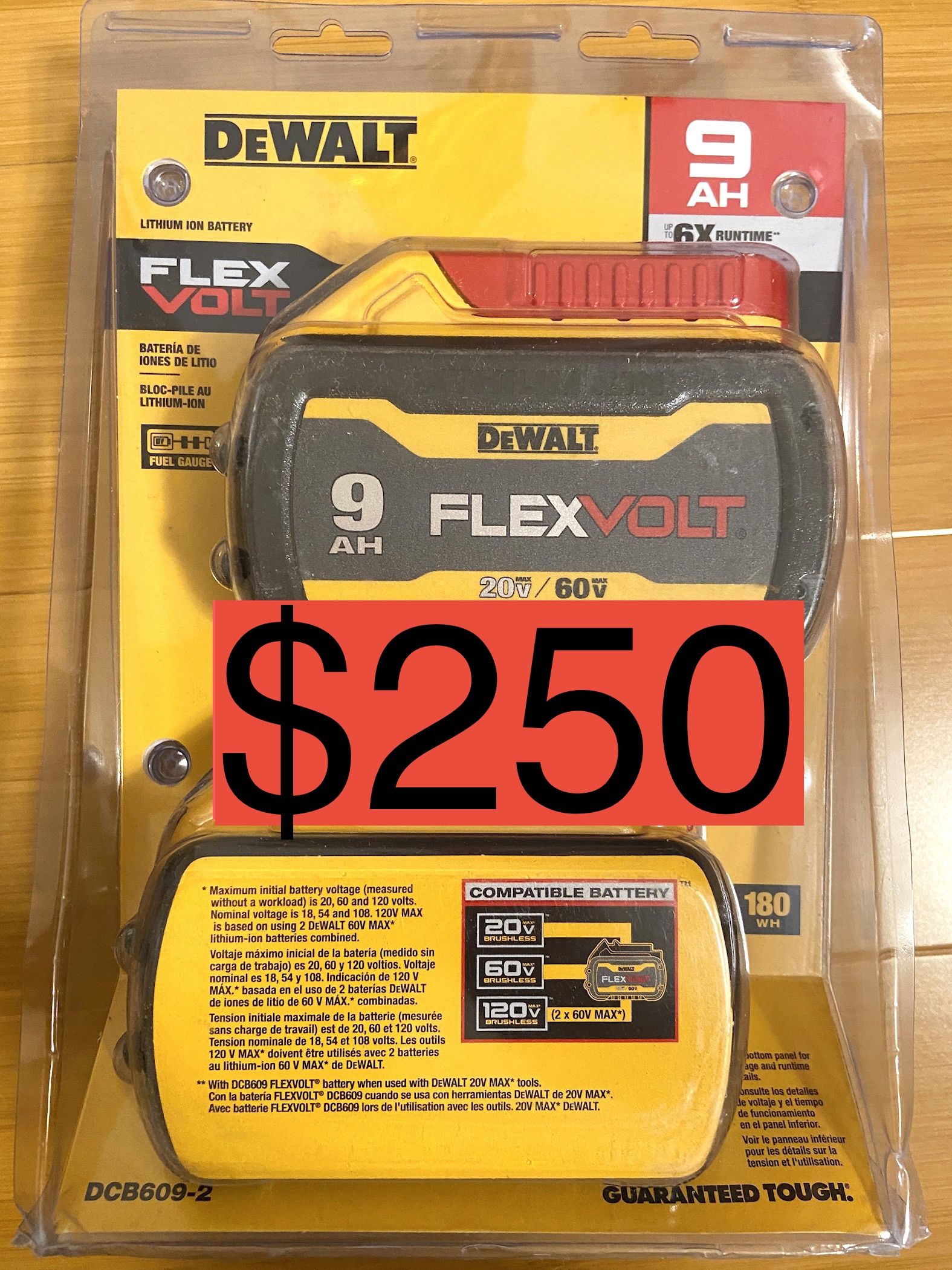 Dewalt FlexVolt 20V / 60V 9.0 Ah Battery Double Pack (2-Batteries) DCB609-2