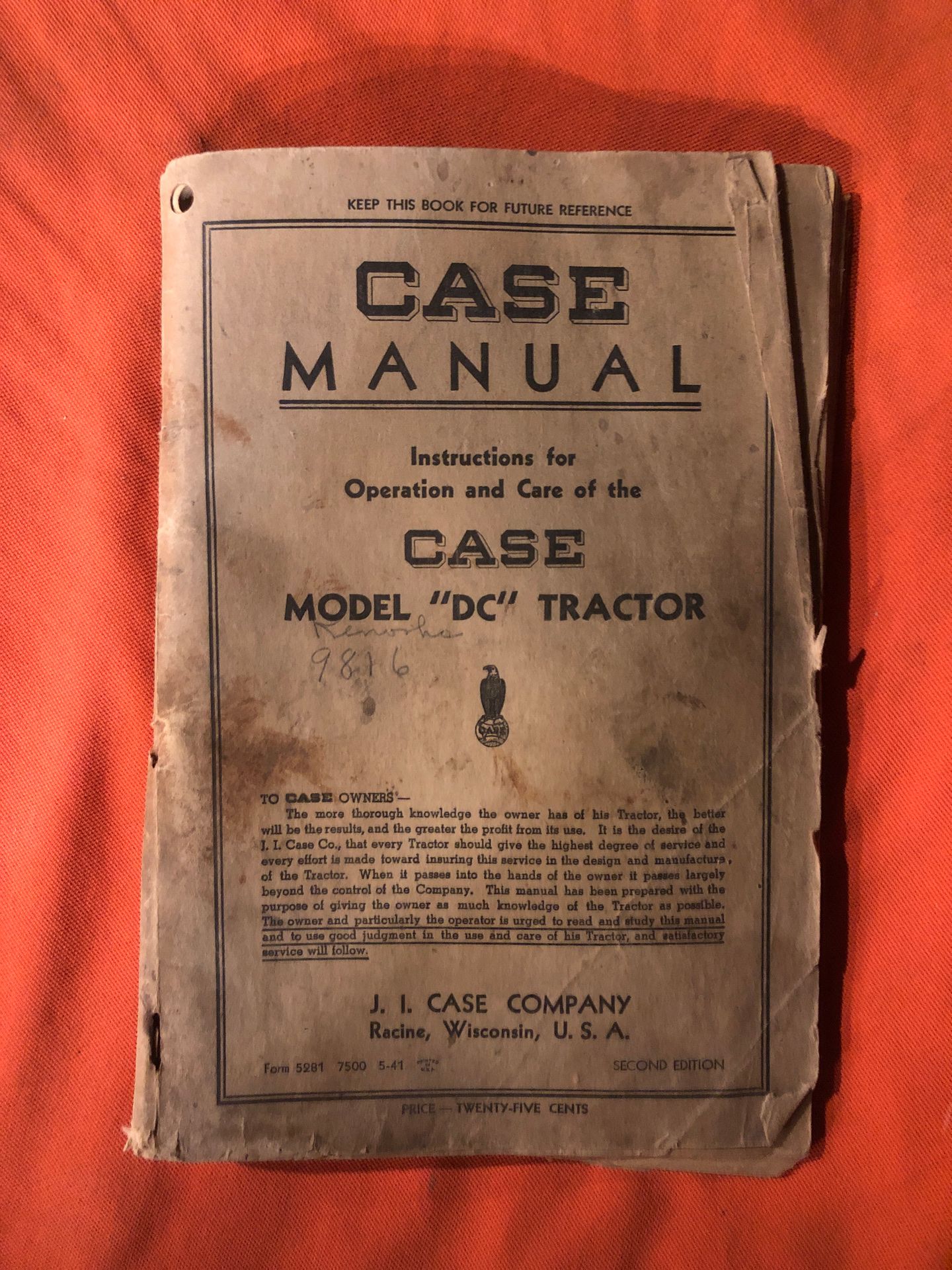 Case tractor model DC operations and care