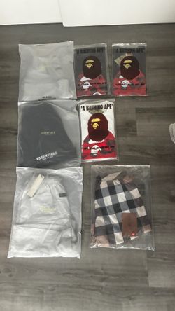 Essentials, Burberry Shorts and Bape Tees