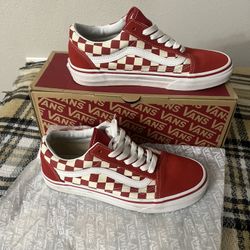 👟 Vans Old Skool Checkerboard - Racing Red (Like New)