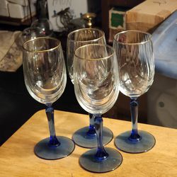 Vintage Lenox Crystal Is wine glasses Wine glasses Cobalt Blue stemmed Dual Swag Draped Gold rim 12 oz Excellent condition Pick up only.