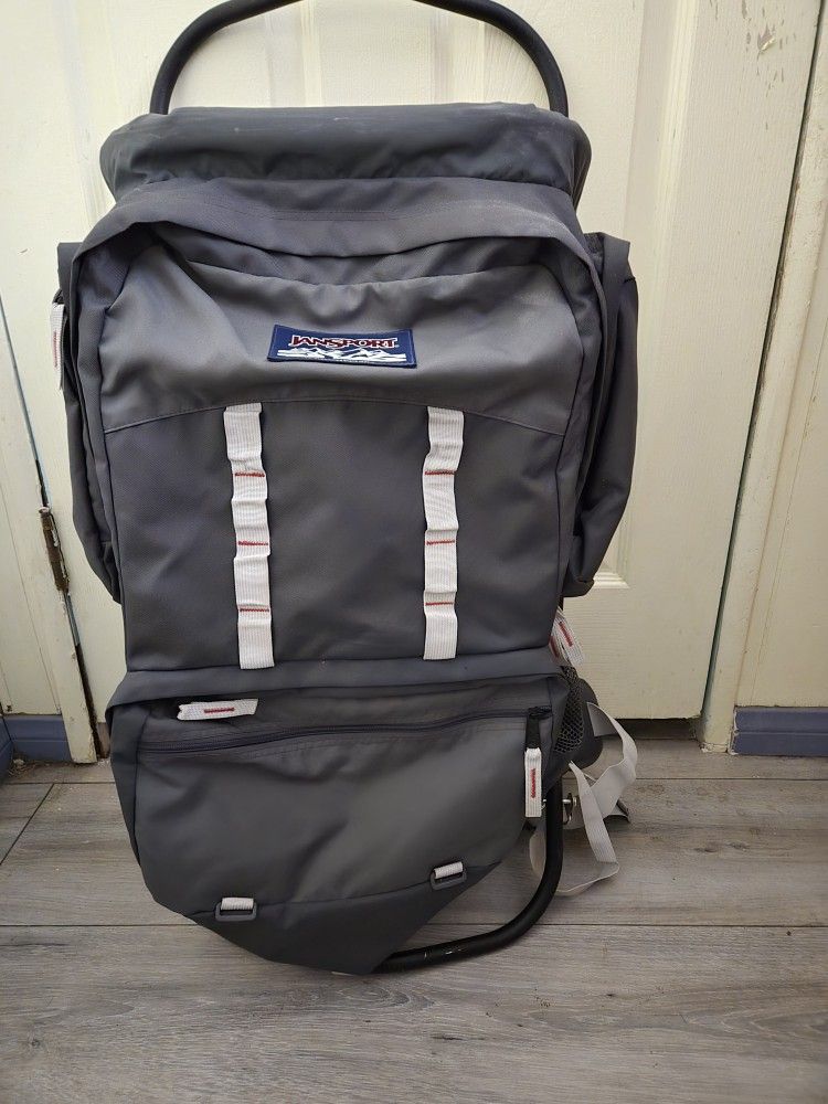 Vintage Jansport External Frame Hiking Backpack Hip Wings Support Made USA Gray