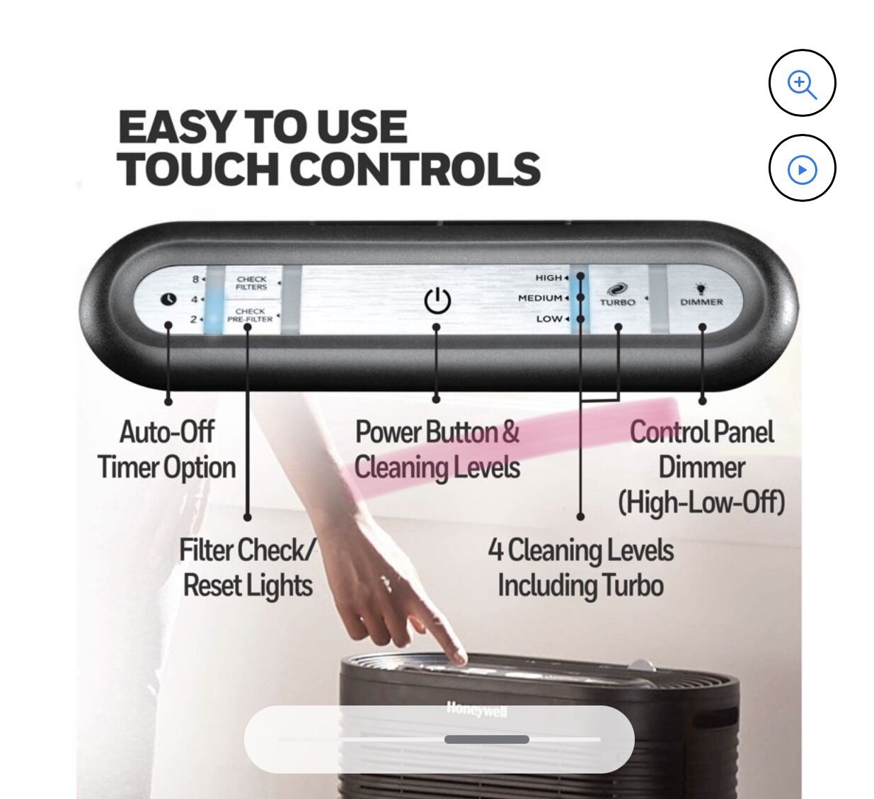 Honeywell HEPA Air Purifier, HPA100 Black