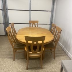 Honey Oak Dining Table And 6 Chair Set 