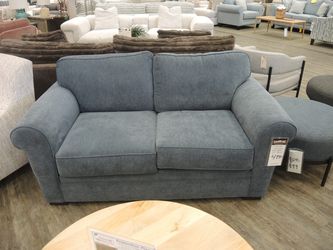 Roll Arm Loveseat - Gray-Blue | Small Sofa | Two-Seat Couch