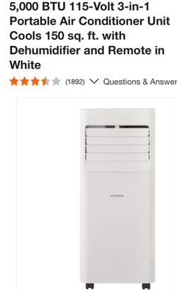 Vissani 8,000 BTU Portable Air Conditioner White