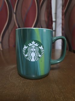 Starbucks 2022 Striped Green Siren Mermaid Logo Ceramic Coffee Cup Mug 15 Oz