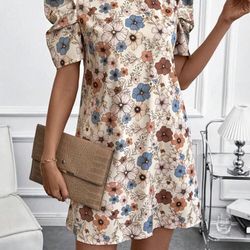 Clasi Women's Early Spring Floral Print Short Sleeve Dress,Summer Dresses For Women