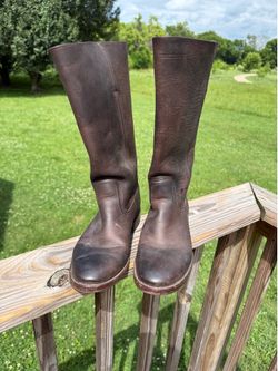 Frye Campus Tall Leather Boots 8B Brown Heritage Western Quiet Luxury