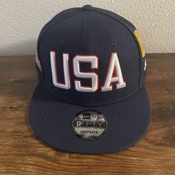 New Era 9FIFTY USA Olympic Theme Snapback Hat Red White Blue Cap