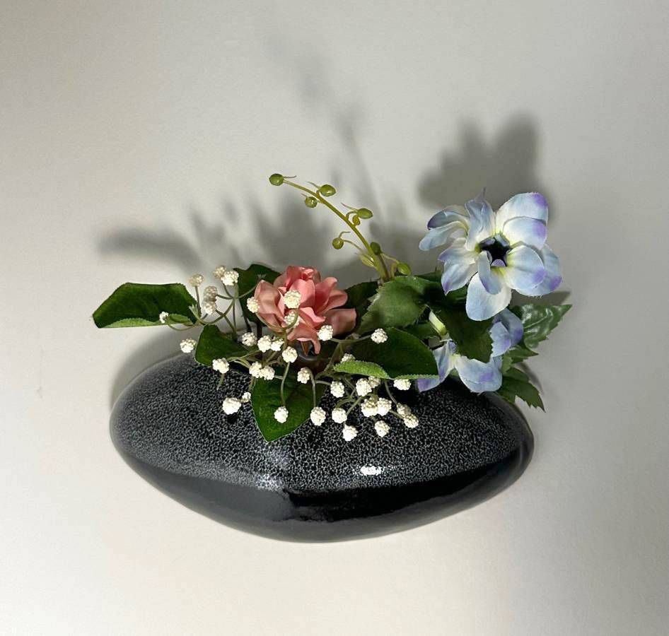 Vintage Flower Ikebana Wall Sconce Vase Planter Glazed Ceramic Pottery Sphere Shape Home Decor Accent