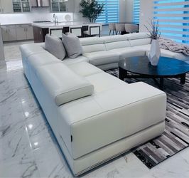 White Leather Sectional Sofa