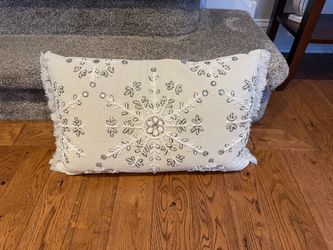 Embroidered Snowflake Lumbar Throw Pillow
