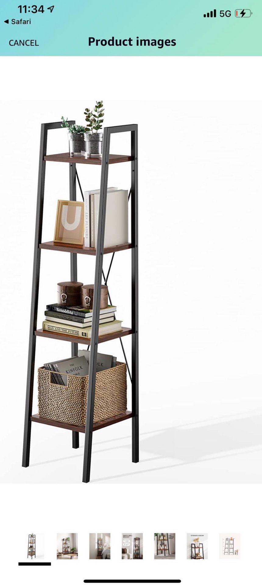Ladder Shelf Bookcase, Bookshelf 4 Tier,