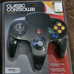 New Nintendo 64 Wired Classic Controller Black (TTX Tech)