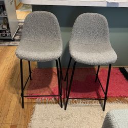 2 Modern Boucle Gray Counter Stools