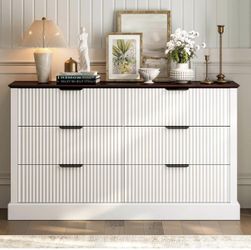 Mid Century Dresser, 6 Fluted Drawers