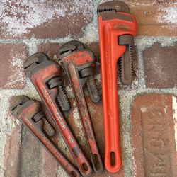 Straight Pipe Wrench Set for Plumbing, 14 in, 10 in (qty 2), 8 in
