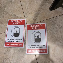 Set Of Two Metal Security Signs