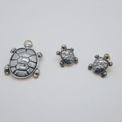 Turtle pin/brooch Pendant earrings
